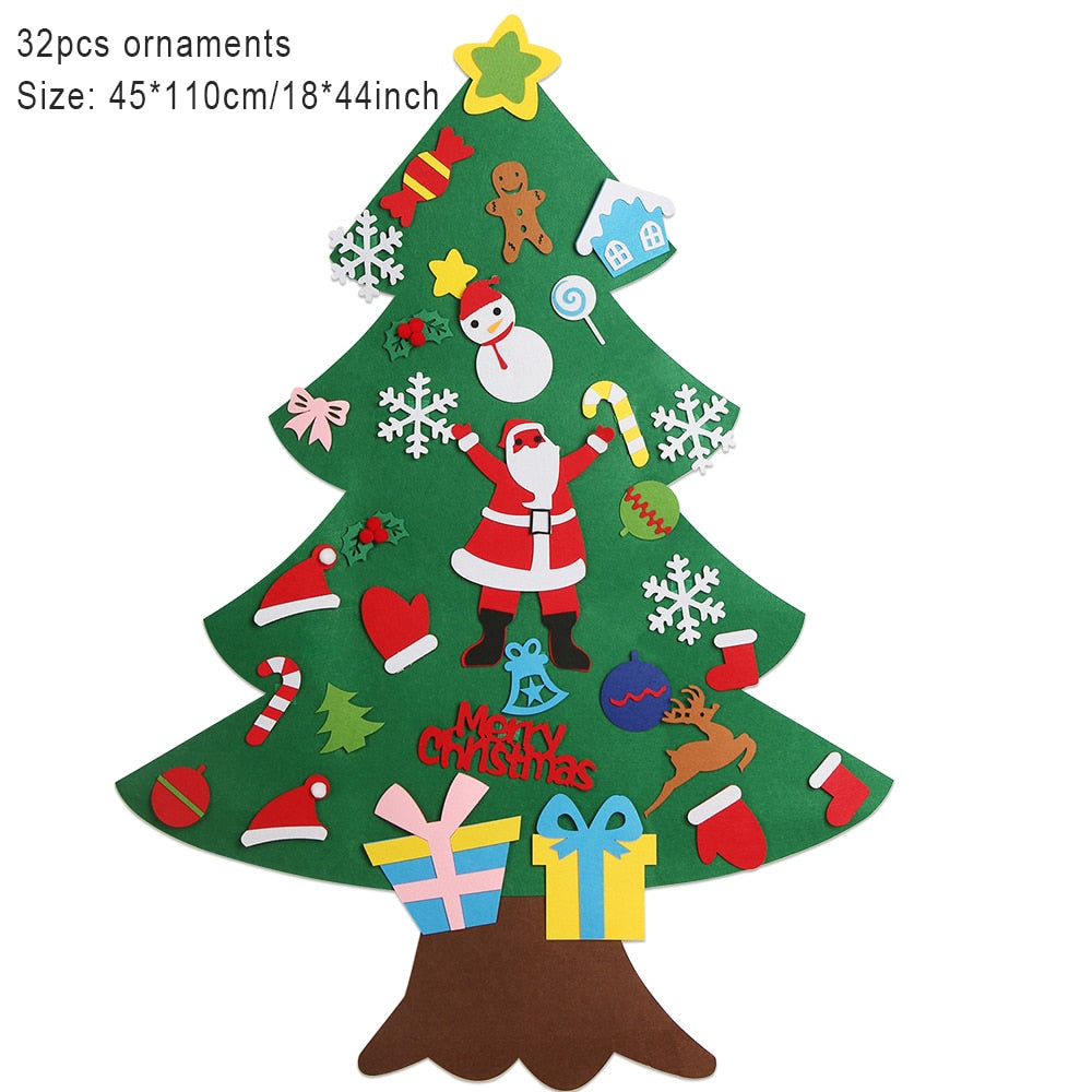 Sapin de Noël en feutre avec 32 pièces