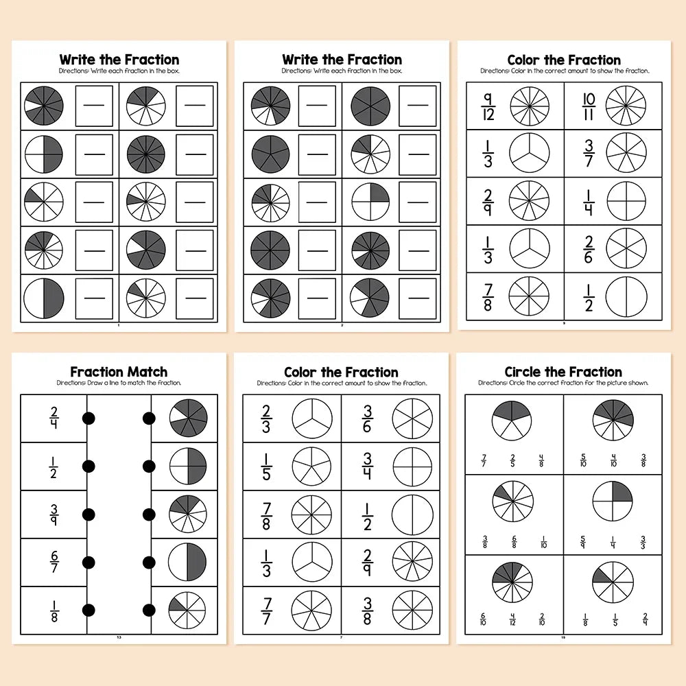 Fidtoy Fraction Learning Workbook for Grades 3-4 – Montessori Math & Interactive Exercises