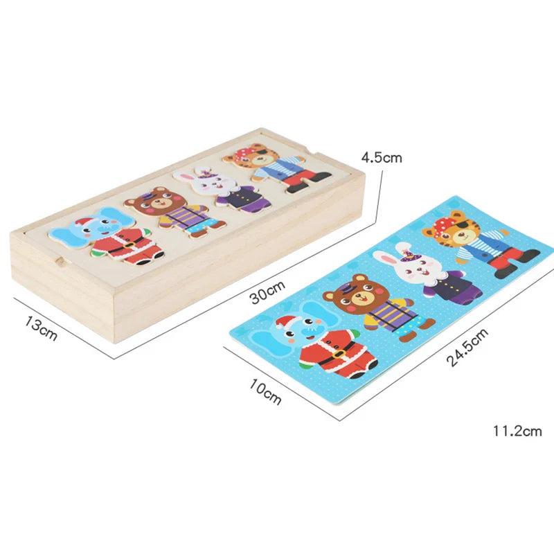Fidtoy Montessori Wooden Animal Jigsaw Puzzle Toys for Toddlers – Educational & Fun Learning
