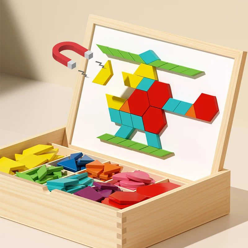 Fidtoy Wooden Magnetic Blocks - Creative Educational Toy for Kids