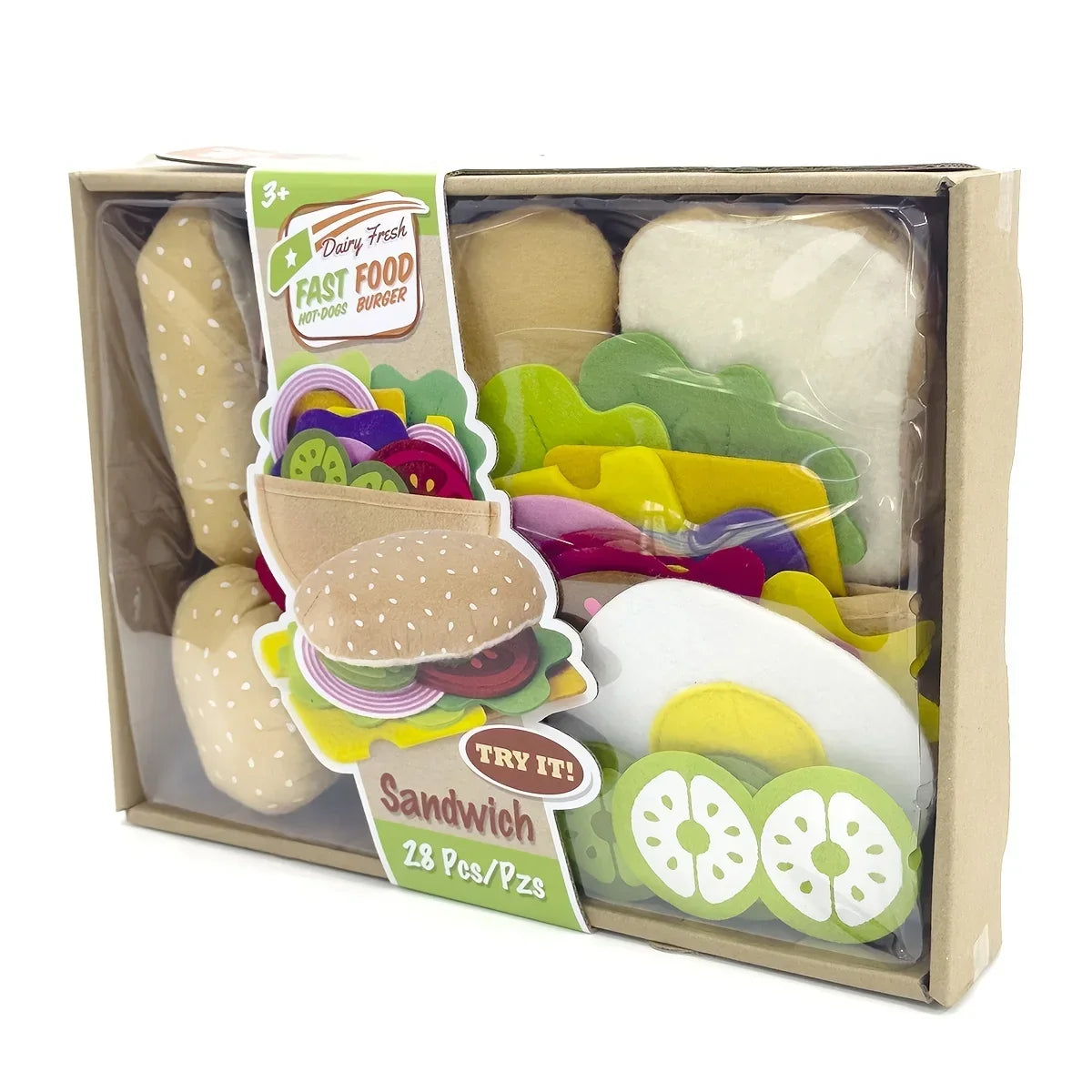 Montessori pretend play 28PCS Burger Sandwich Set