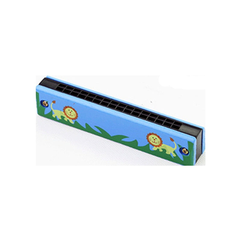 Kids Harmonica Wooden Double Row Blowable Toys