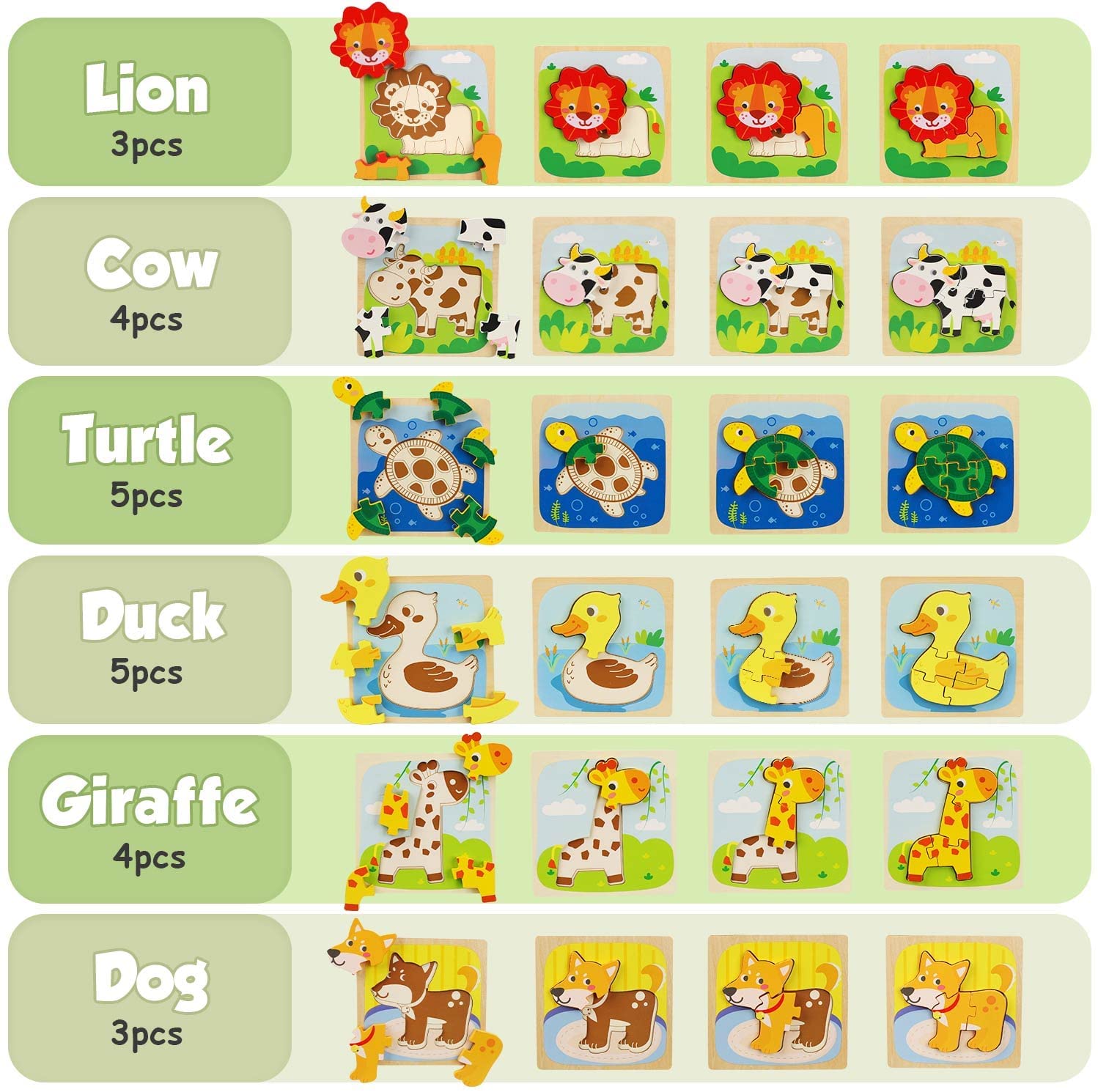 Puzzles en Bois Montessori pour Tout-petits Bébés 1 2 3+ Ans