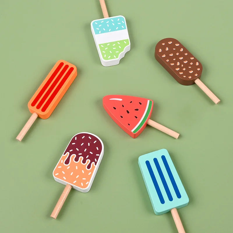 Fidtoy Set de Helados de Madera para Juego de Imitación de Niños Pequeños