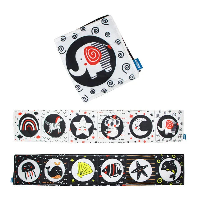 Fidtoy High Contrast Baby Cloth Book for Newborns – Montessori Black and White Sensory Tummy Time Toy Set for 0-6 Months
