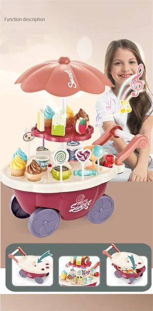 Fidtoy Ice Cream Truck Playset with Light Sound and 30 Pieces