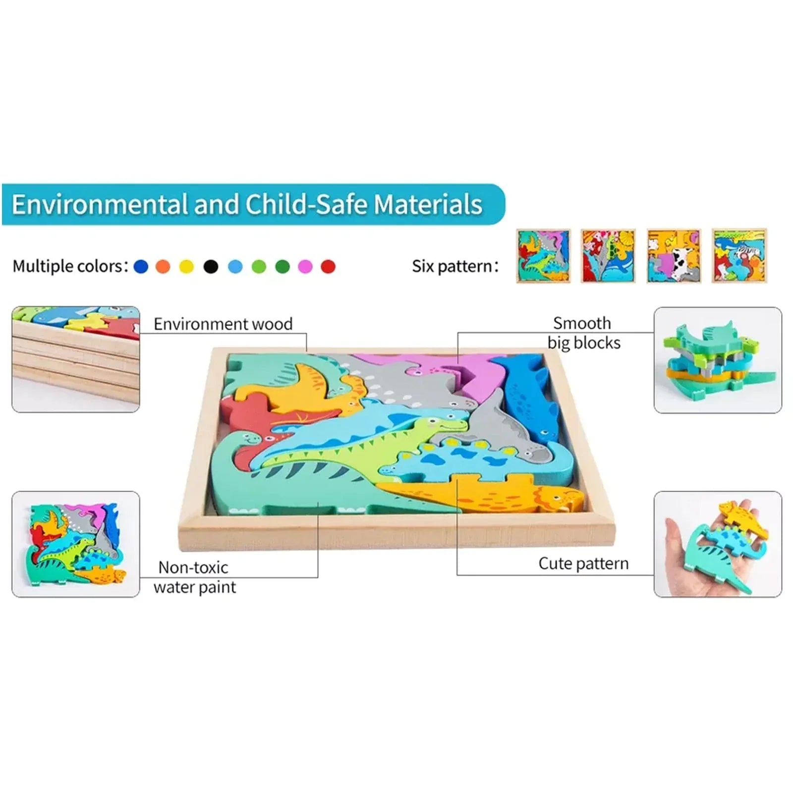 Kids Wooden Vegetables Puzzle Blocks With Tray