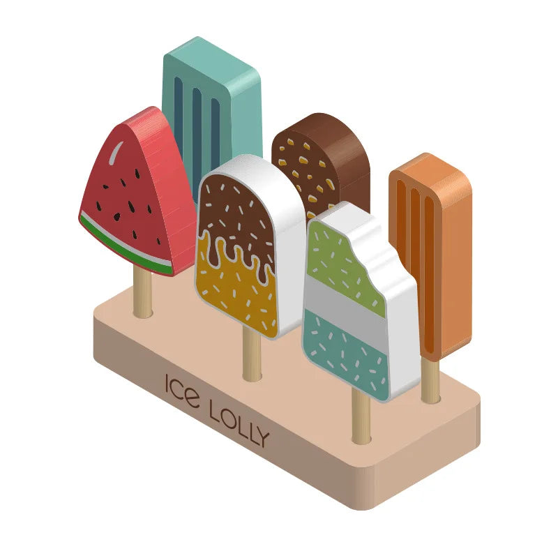 Fidtoy Set de Helados de Madera para Juego de Imitación de Niños Pequeños