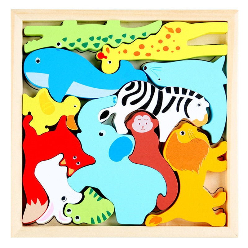 Square Animal Puzzle Wooden Animal block Set