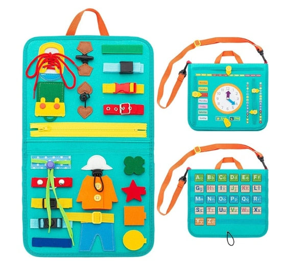 Fidtoy Busy Board para Niños Pequeños – Tablero de Actividades Sensoriales Portátil para Viajes y Aprendizaje
