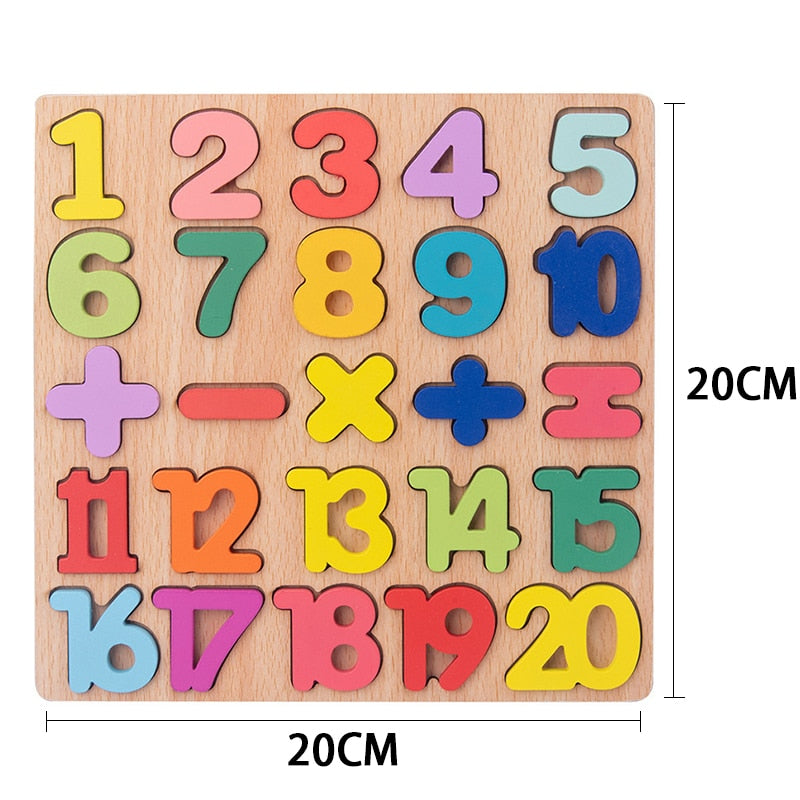 Puzzle en bois 3D Montessori pour enfants avec alphabet et chiffres