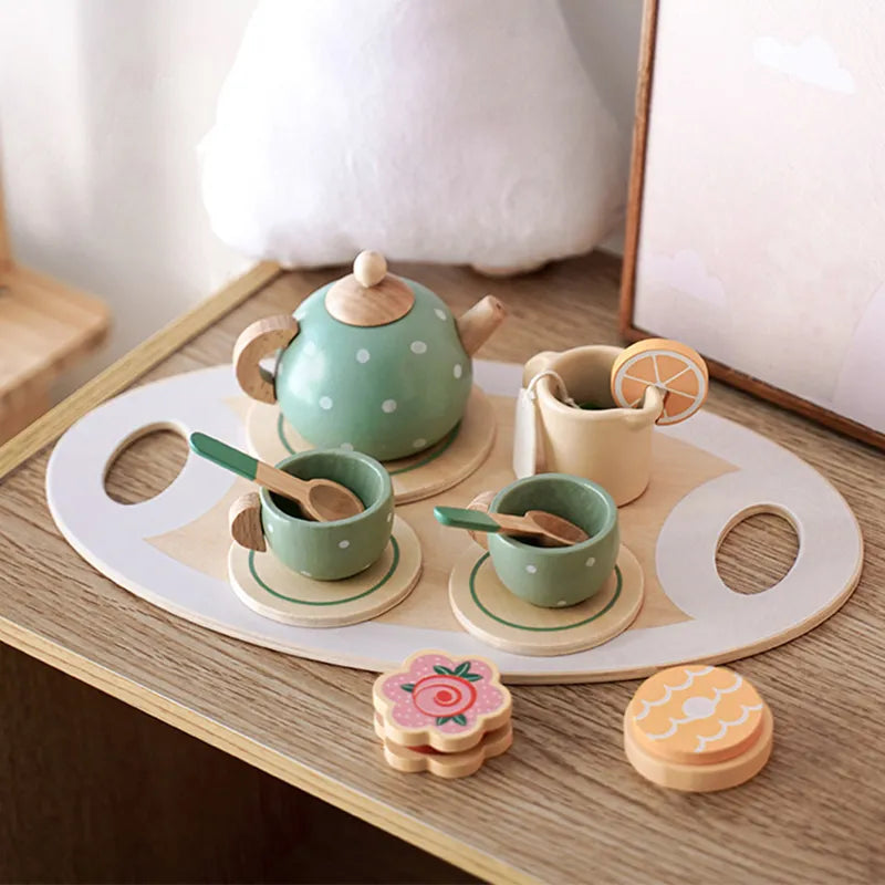Fidtoy Wooden Tea Set Montessori Pretend Play Toy for Kids