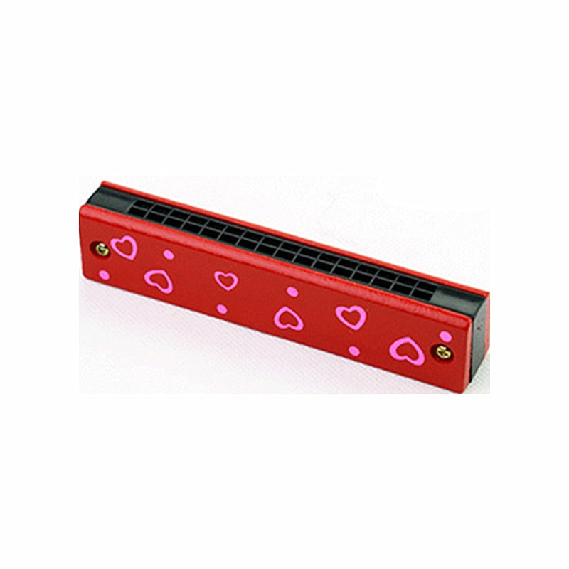 Kids Harmonica Wooden Double Row Blowable Toys