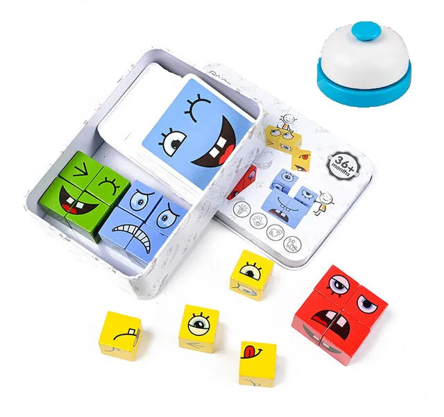 Montessori Wooden Cube Face Changing Building Blocks