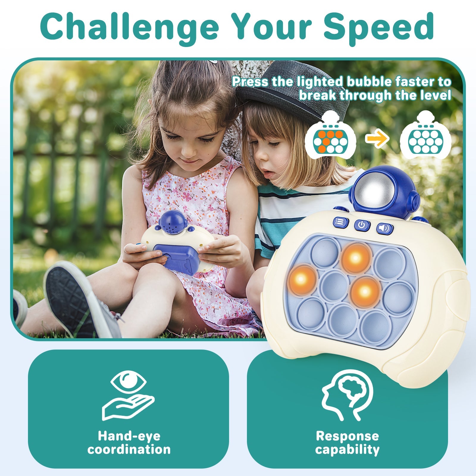 Pop It Game Light Up Pop Game Stress and Anxiety Relief ADHD Toys Pattern Game Pop Toy For Girls and Boys