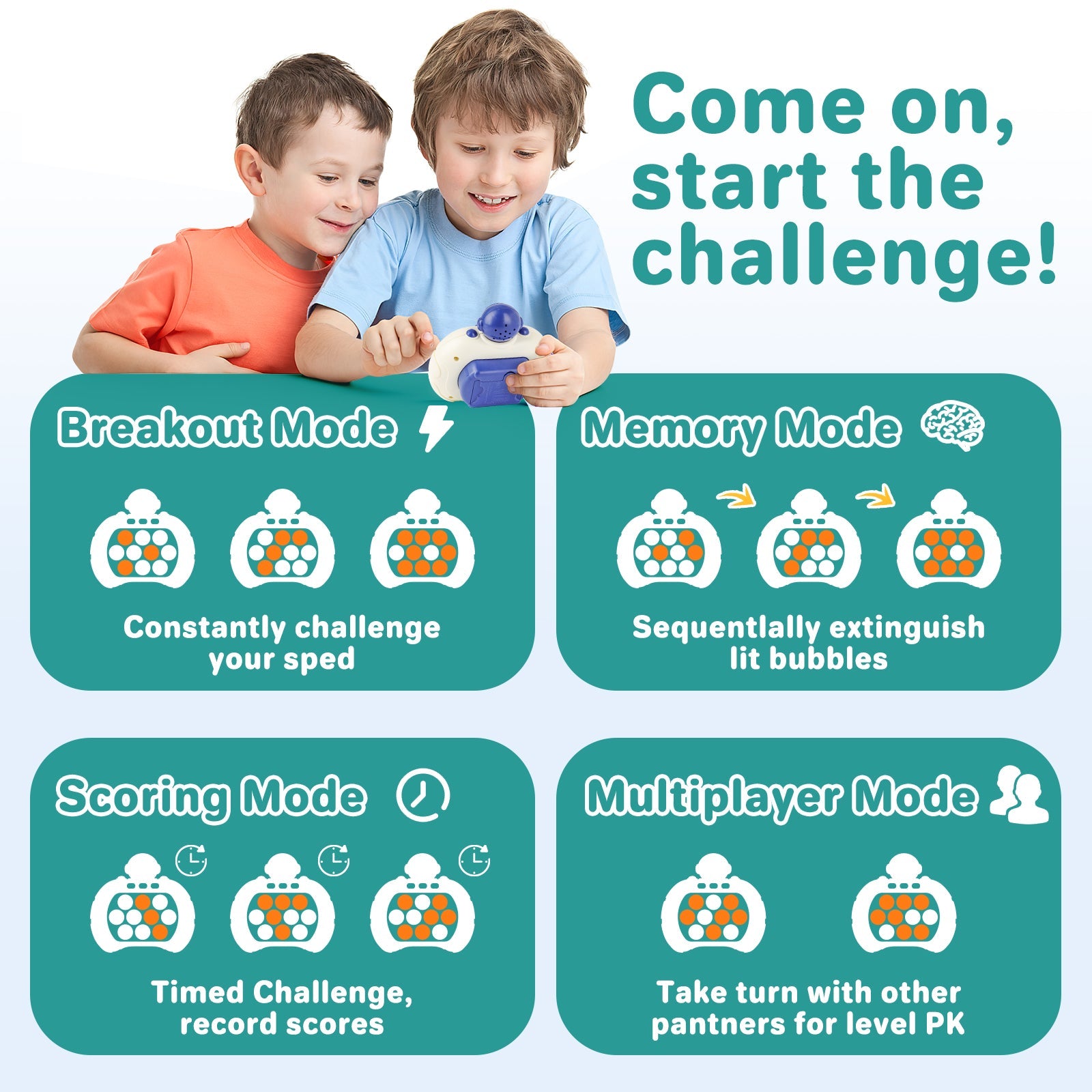 Pop It Game Light Up Pop Game Stress and Anxiety Relief ADHD Toys Pattern Game Pop Toy For Girls and Boys