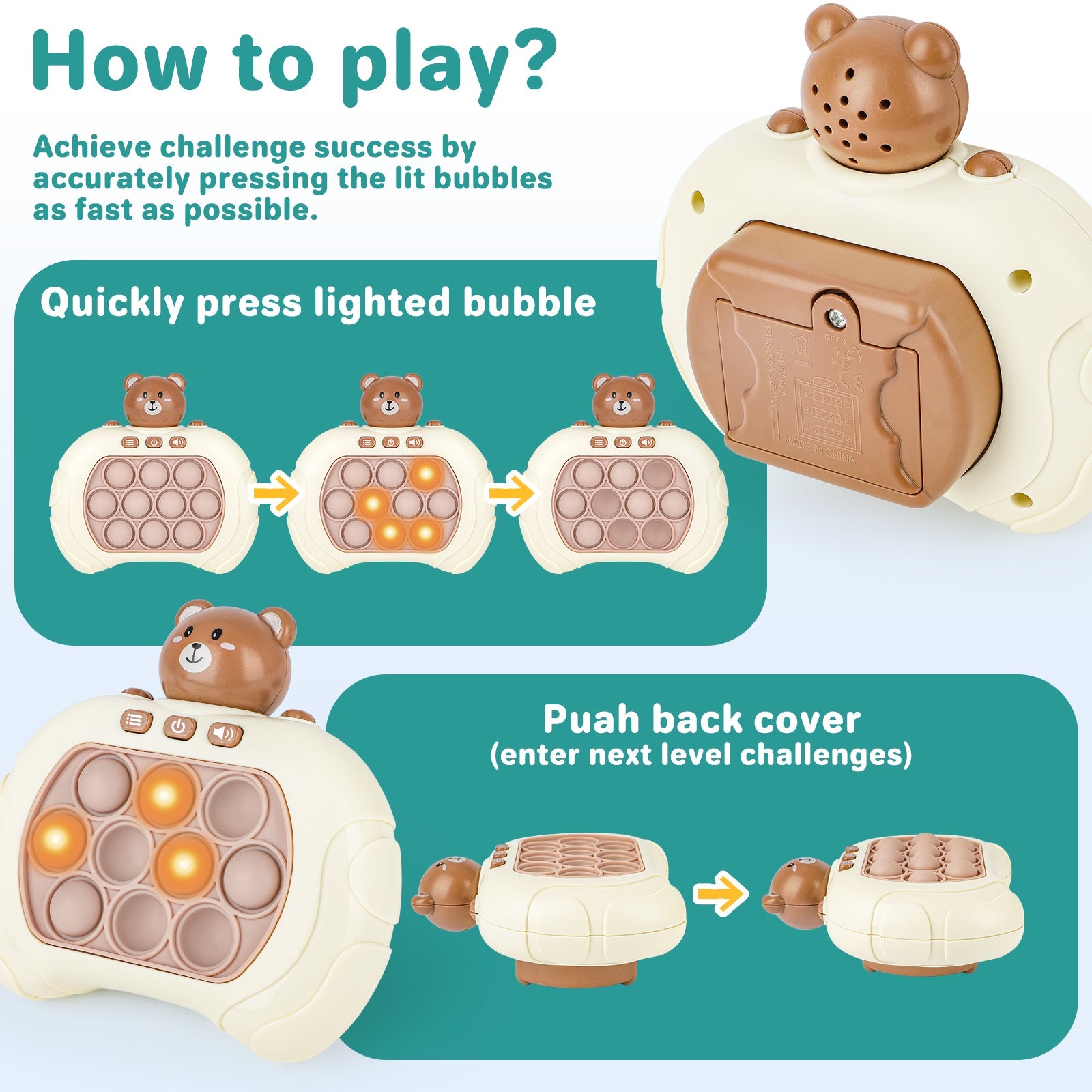 Pop It Game Light Up Pop Game Stress and Anxiety Relief ADHD Toys Pattern Game Pop Toy For Girls and Boys