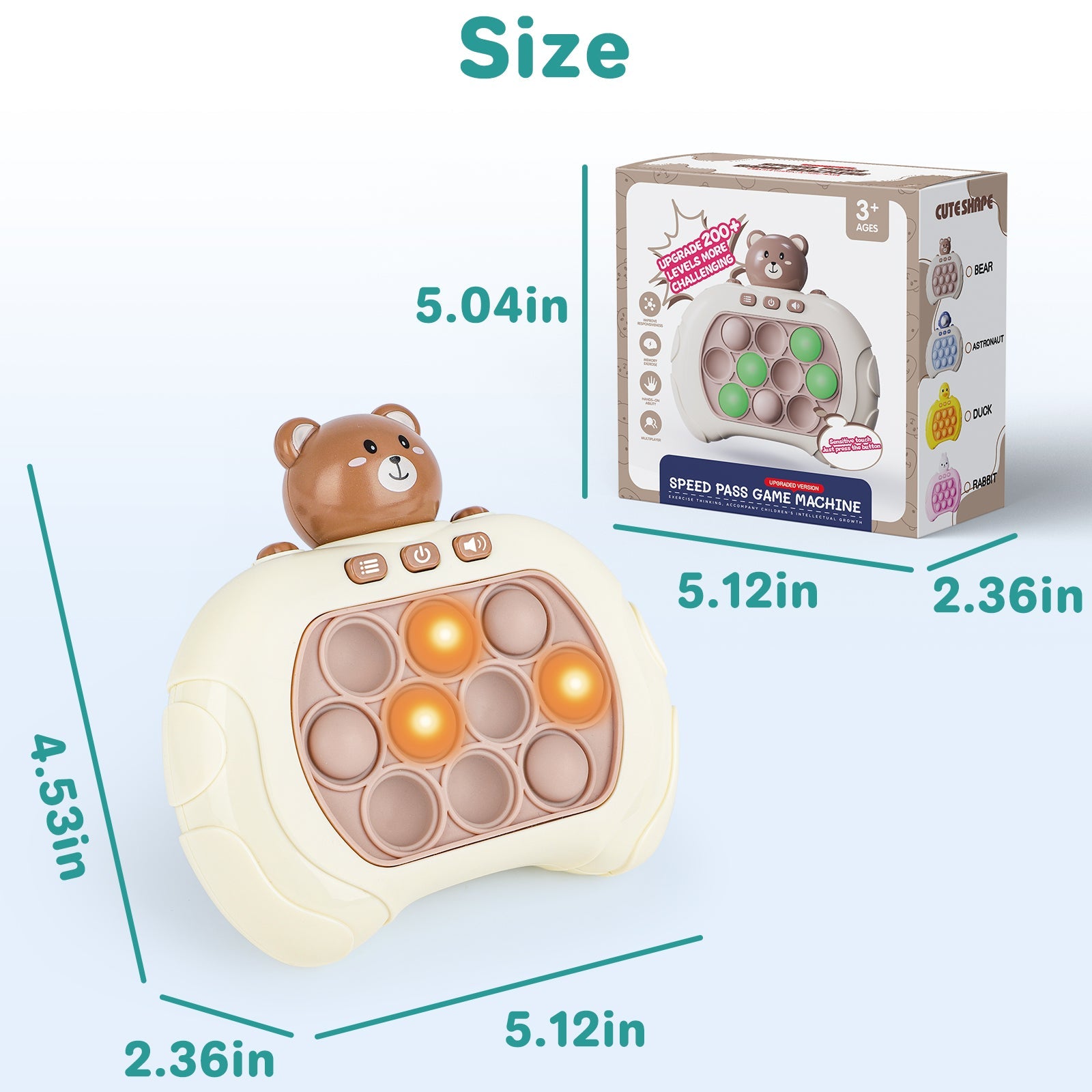 Pop It Game Light Up Pop Game Stress and Anxiety Relief ADHD Toys Pattern Game Pop Toy For Girls and Boys