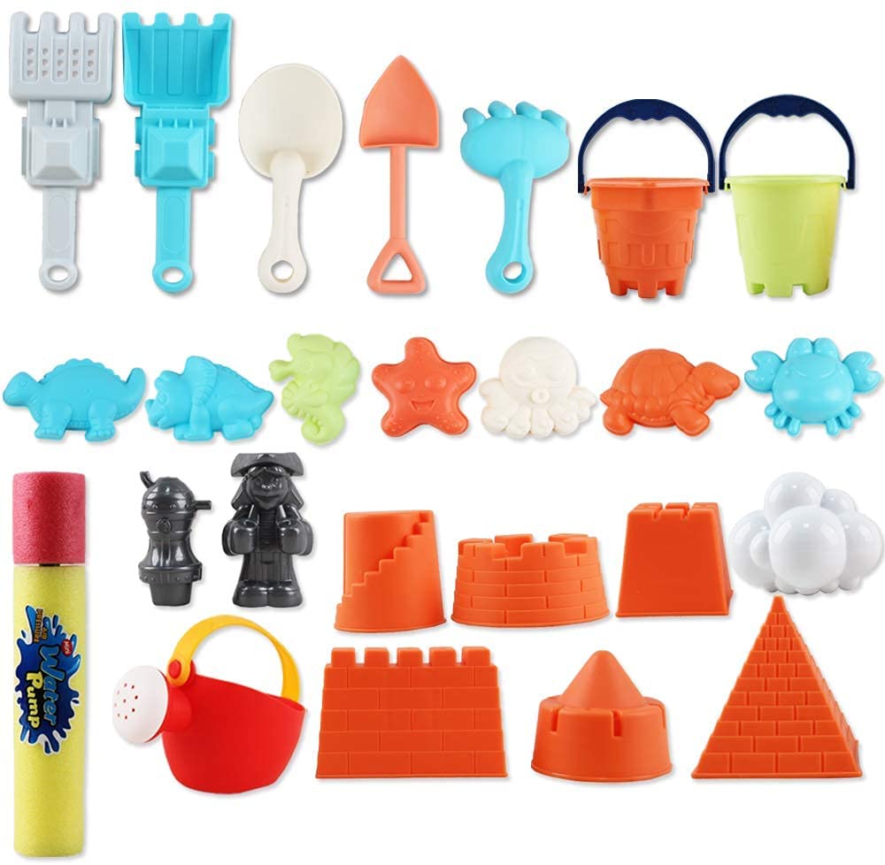 40 Pieces Sand and Water Outdoor Activity Table Play Set with Water Blaster Summer Pool Beach Toys Gifts for Children