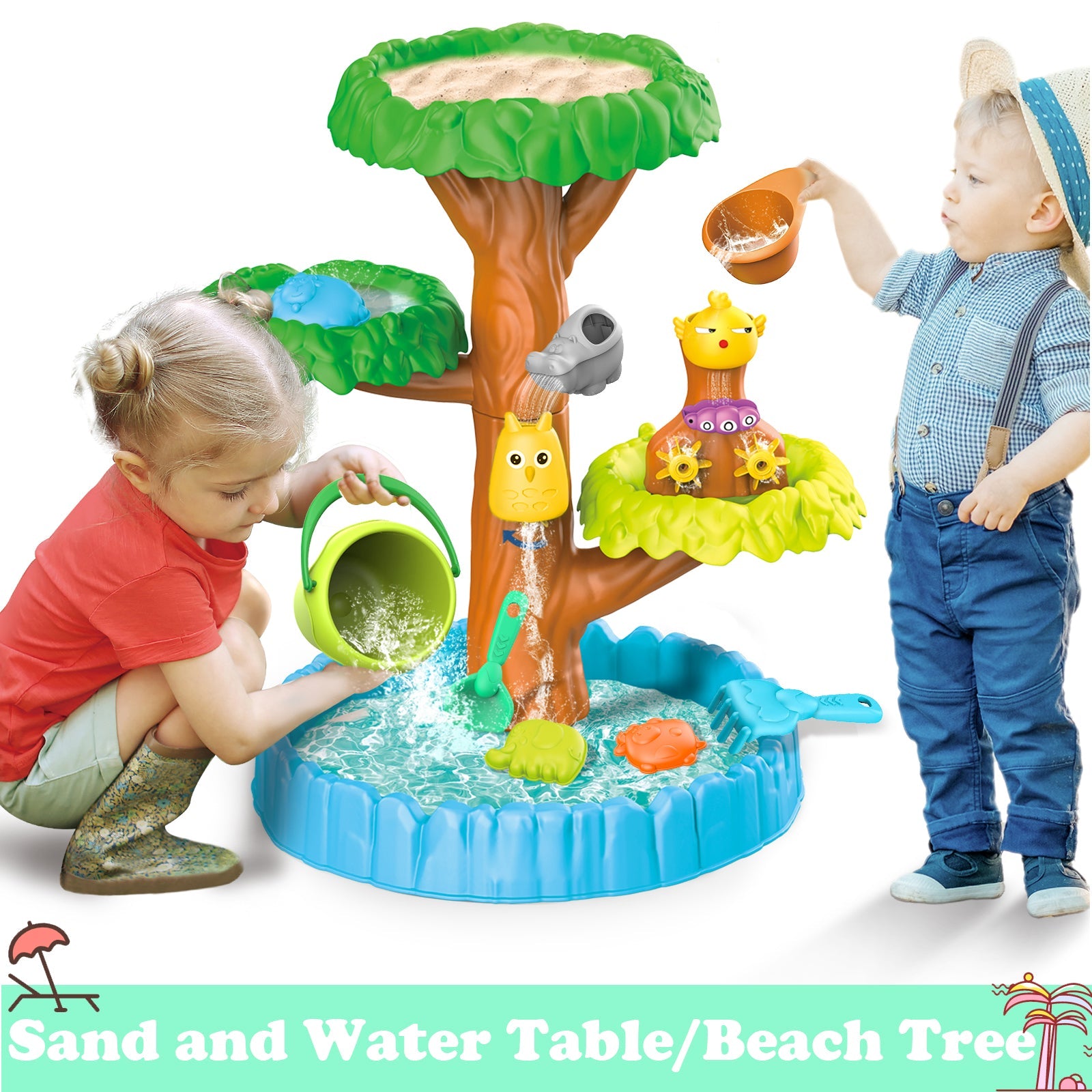 Beach Tree Sand And Water Table Beach Play Activity Set Indoor Outdoor Summer Garden Toys Sand Pit Water table for Children Activity Set