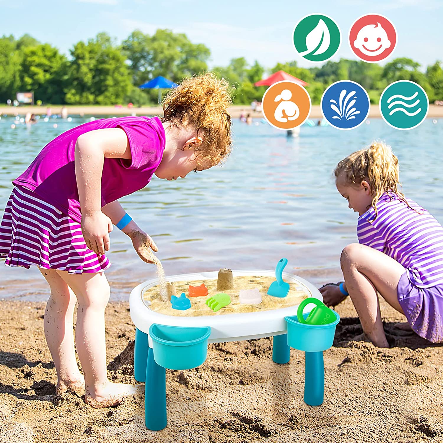 Sand and Water Table Toy for Kids Beach Toy summer Table Activity Sensory Play Sand Table Outdoor Table