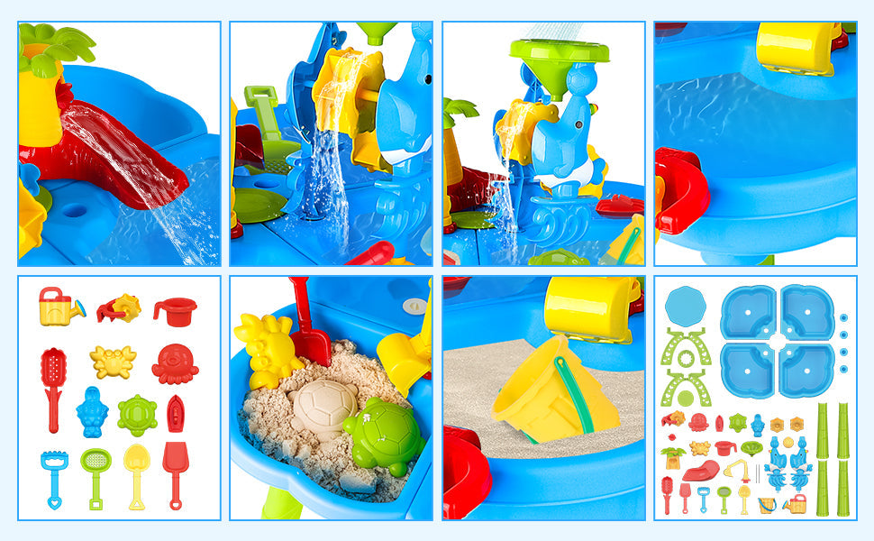 Activity Sand Water Table Toy Sensory Play Table for Toddlers Outdoor Summer Beach Toys Gift for Kids Girls Boys