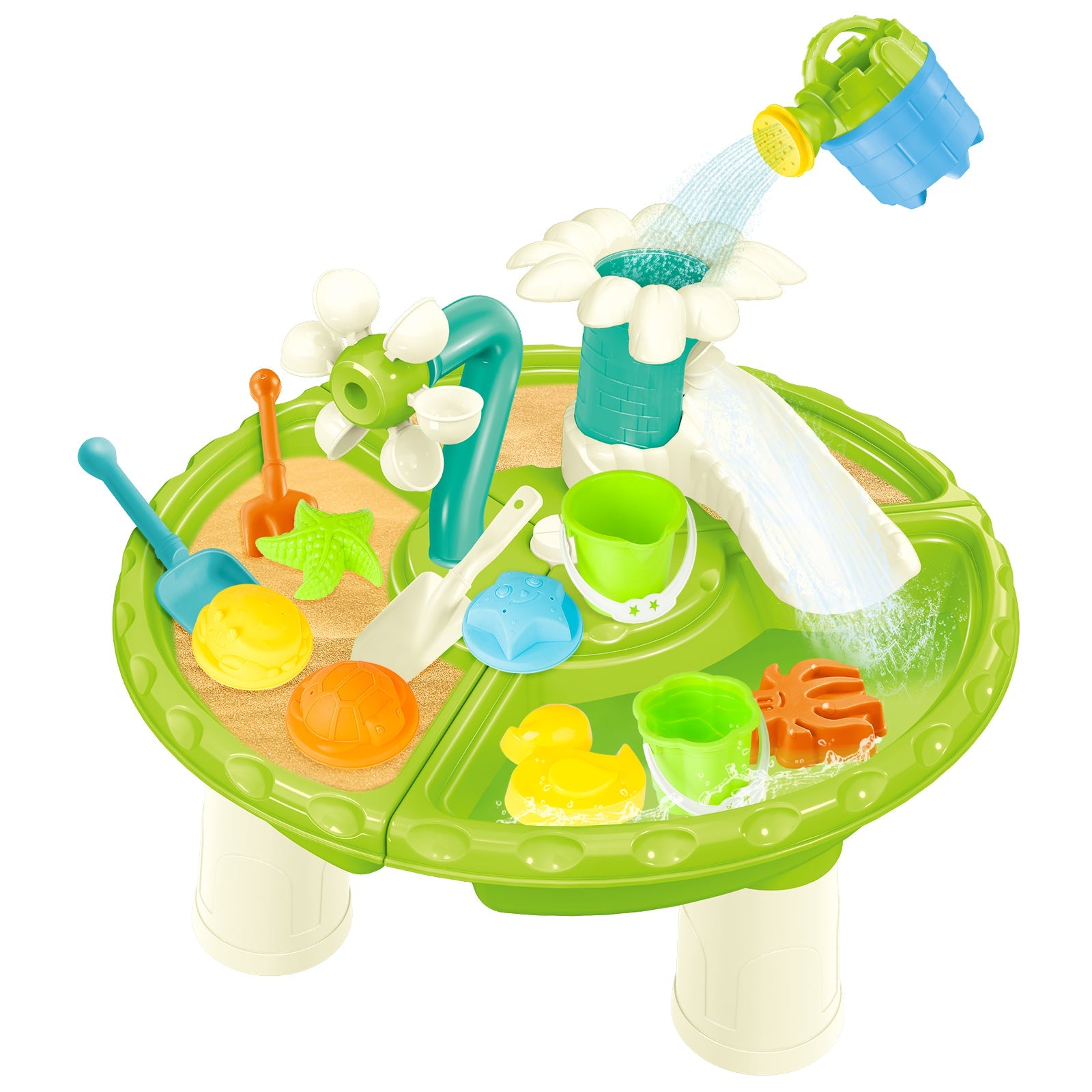 Sand Water Table Outdoor Toddler Activity Table Kids Summer Toys Set Beach&Garden Play Table for Children 3+