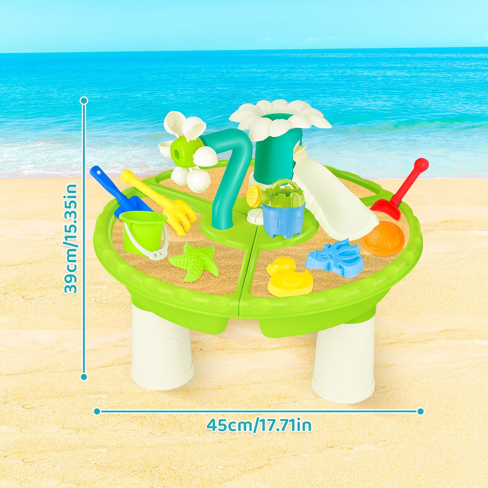 Sand Water Table Outdoor Toddler Activity Table Kids Summer Toys Set Beach&Garden Play Table for Children 3+
