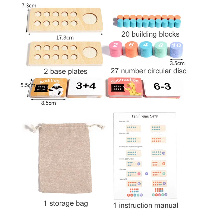 Fidtoy Diez Marcos Juego de Matemáticas Juguete Montessori para Aprender Números