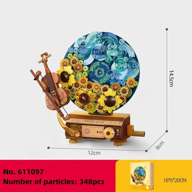 Fidtoy Flower Music Box Building Set – 339 PCS Creative Block Toy for Kids 6+