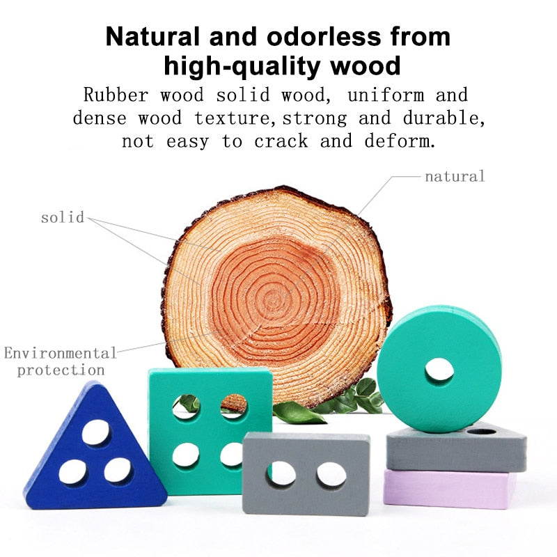 Wooden Building Blocks Kids Puzzle Toys