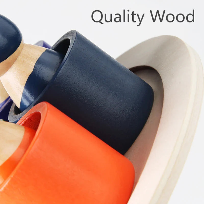Juguete de clasificación de colores con figuras de arcoíris Fidtoy, rompecabezas de madera para niños
