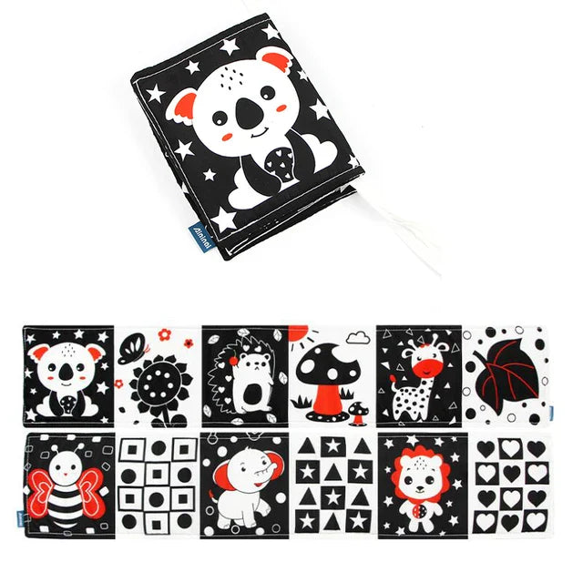 Fidtoy High Contrast Baby Cloth Book for Newborns – Montessori Black and White Sensory Tummy Time Toy Set for 0-6 Months