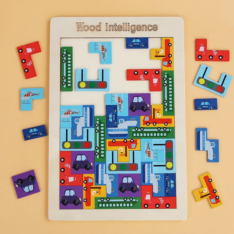 Wooden Tangram Math Game - Fun Learning & Problem Solving for Kids