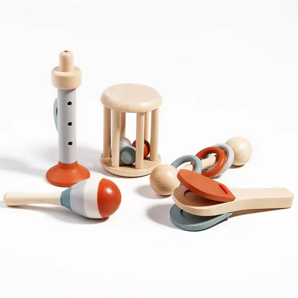 Fidtoy Ensemble d'instruments de musique en bois pour tout-petits, jouet d'apprentissage Montessori pour le calme et le développement de la motricité fine