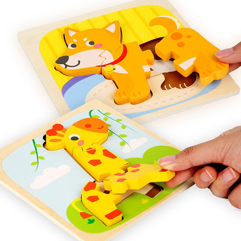 Puzzles en Bois Montessori pour Tout-petits Bébés 1 2 3+ Ans