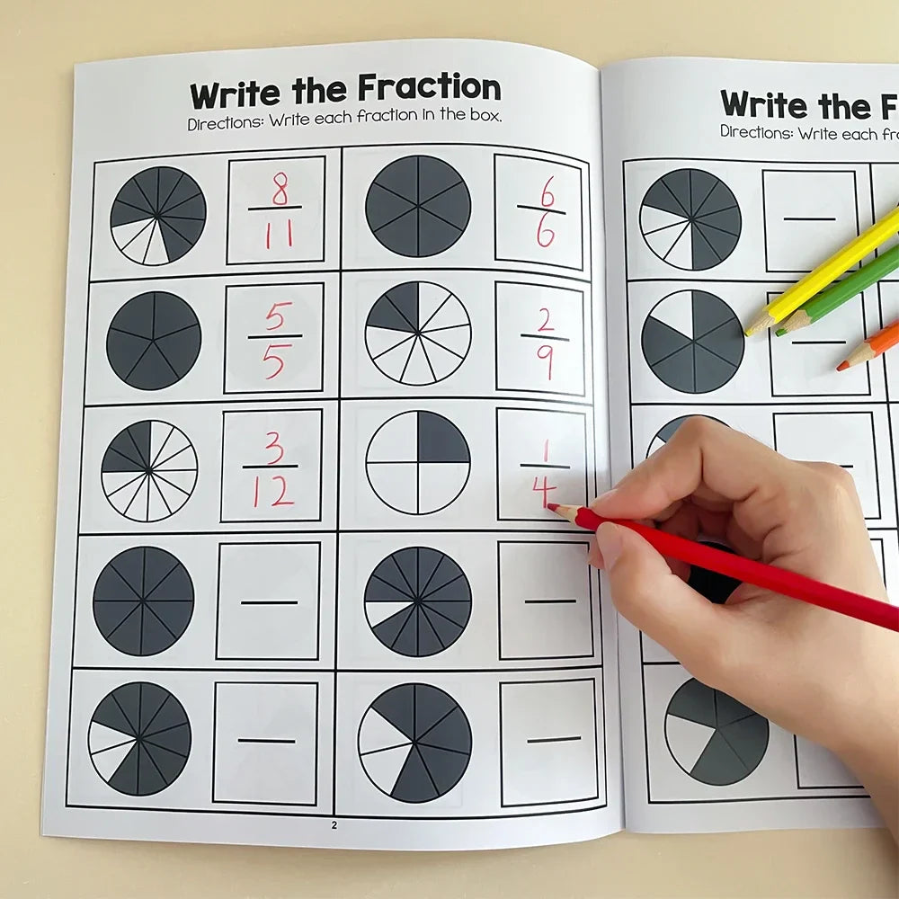 Fidtoy Fraction Learning Workbook for Grades 3-4 – Montessori Math & Interactive Exercises