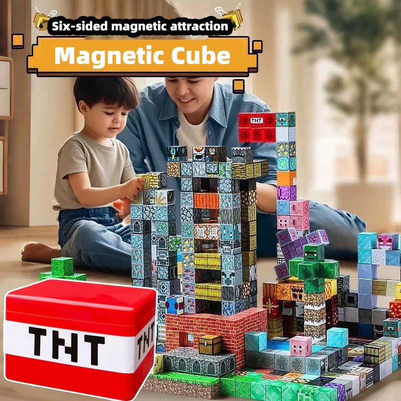 Fidtoy Magnetic Cube Building Blocks – STEM DIY Construction Toy Set for Kids Creative Learning Play