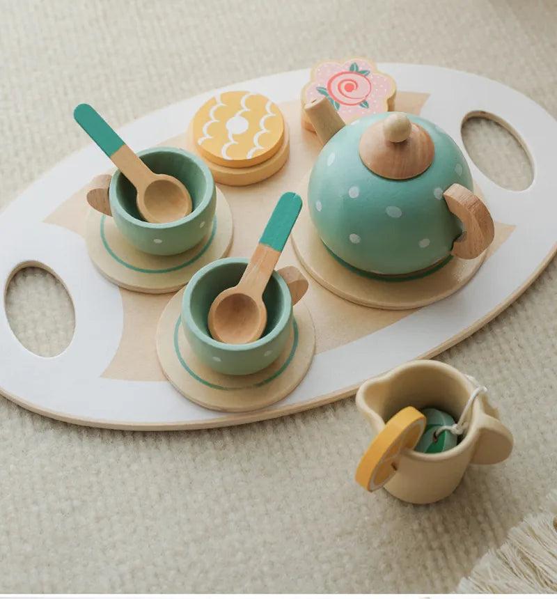 Fidtoy Wooden Tea Set Montessori Pretend Play Toy for Kids