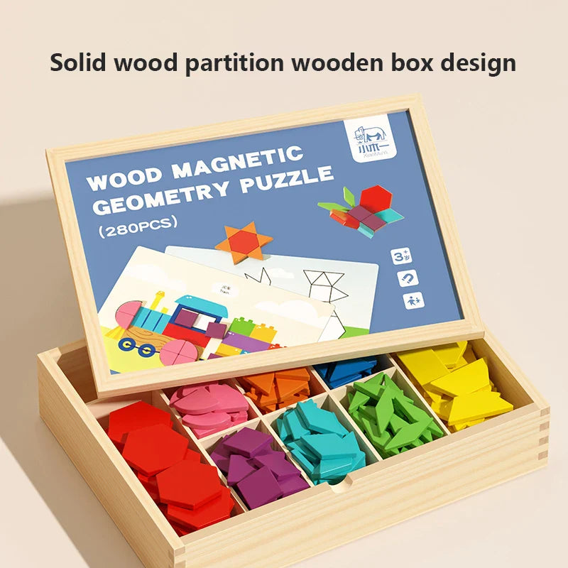 Fidtoy Wooden Magnetic Blocks - Creative Educational Toy for Kids