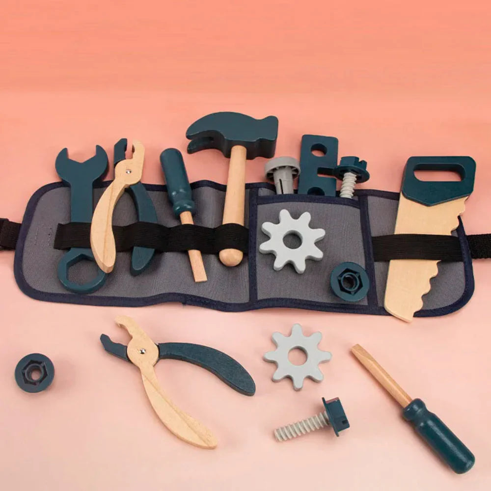 Fidtoy Trousse à outils pour enfants, jeu d'imitation, jouet STEM en bois de réparateur pour les tout-petits de 3 à 6 ans