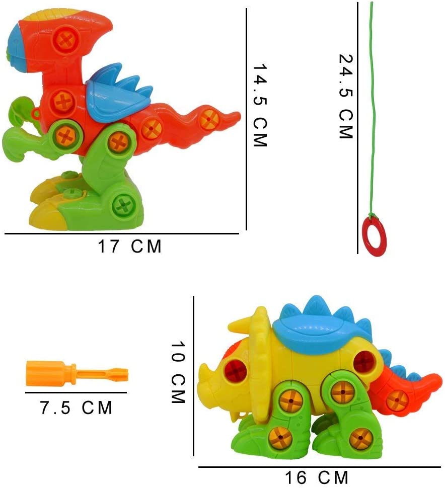 Take Apart Dinosaurs Toys Includes Screw Drivers and Pull-Along Accessory (2 Pack)