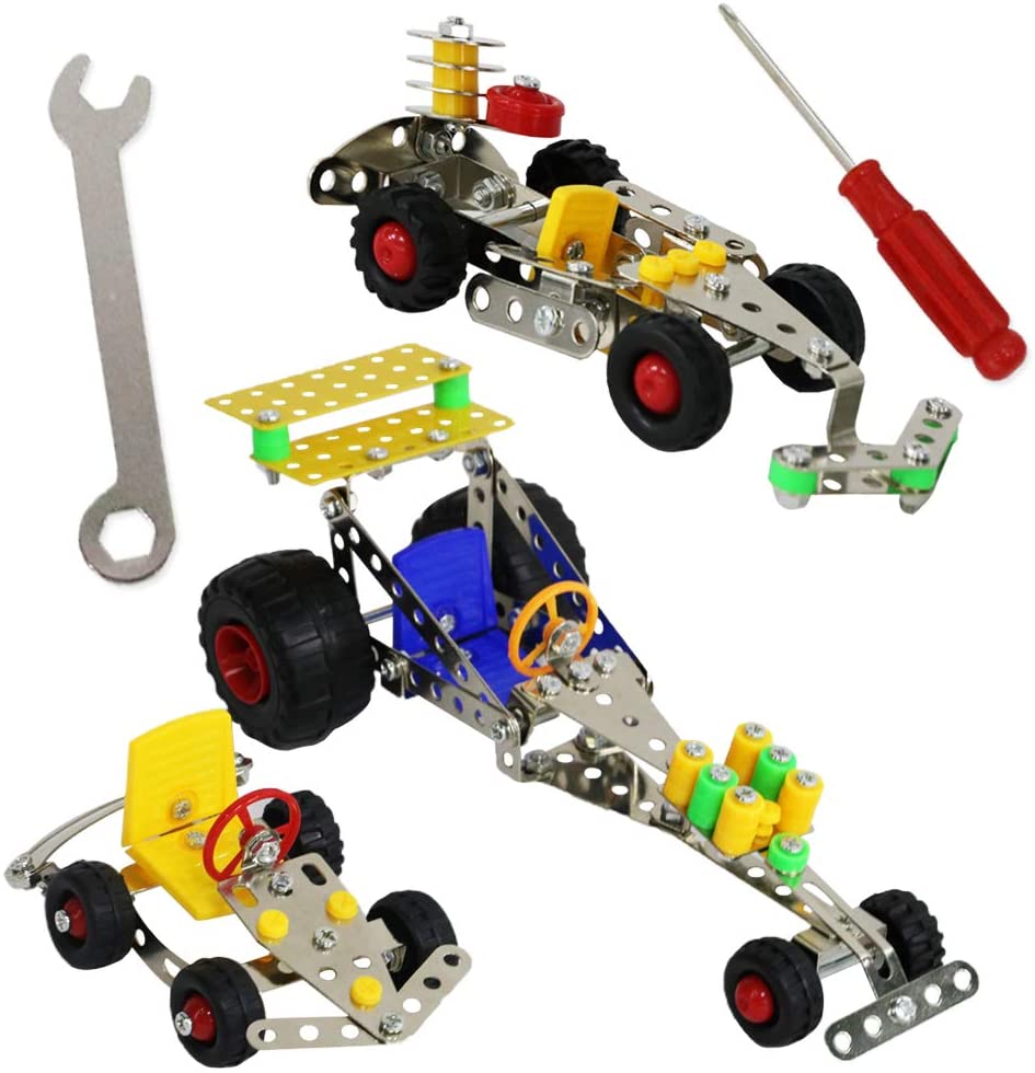 291 Pieces STEM 3-in-1 Alloy Metal Model Vehicles Educational DIY Construction Building Science Experiment Toys for Kids Teens Adults