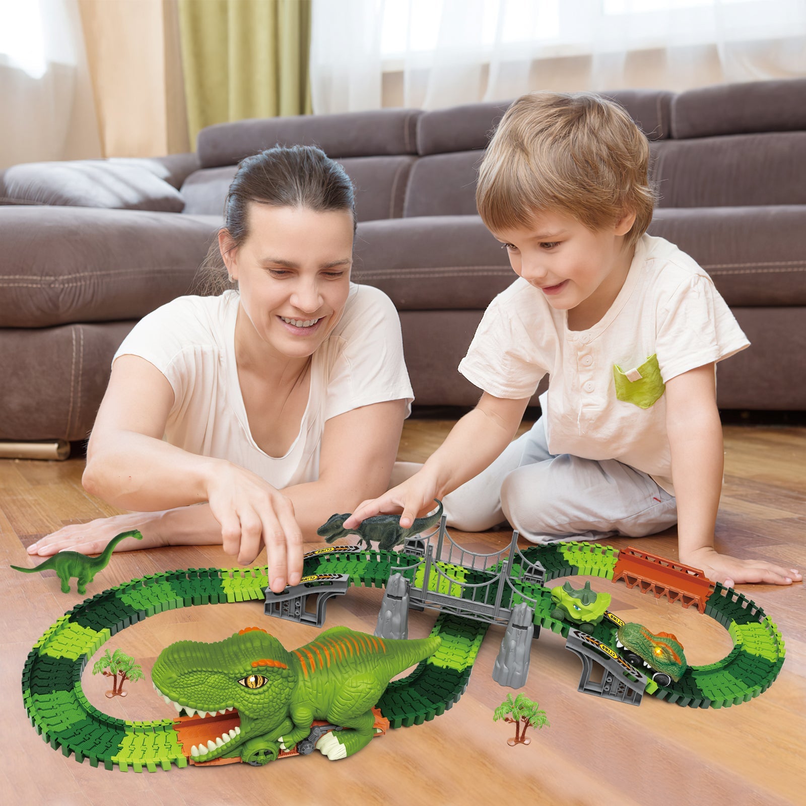 Dinosaur Track Toy Set, Dinosaur Track Toys for Kids, Dinosaur Toys for Boys 3 -6 years old, Track Car Track Set, Dinosaur World, Dinosaur Tunnel, Birthday Christmas Gift