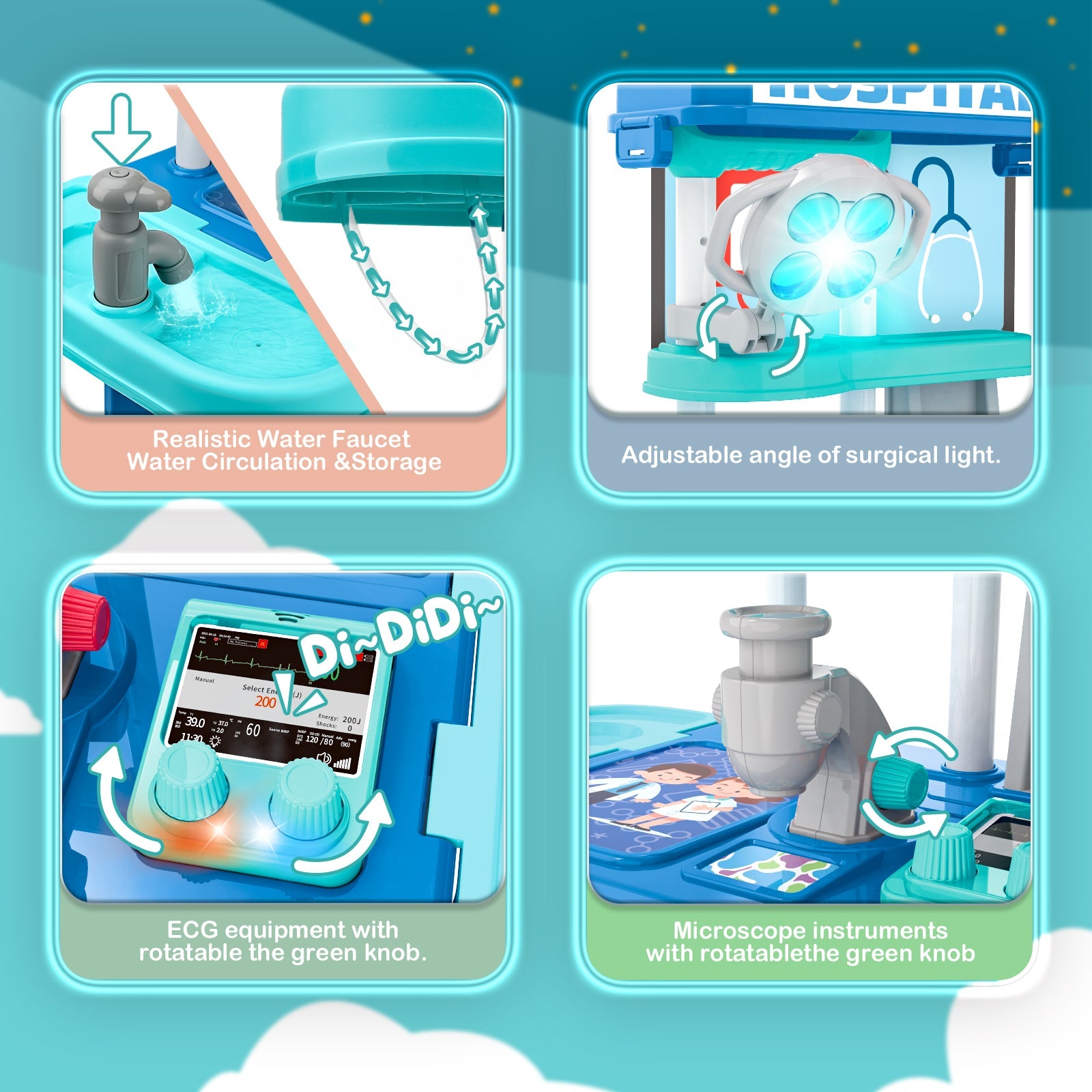 Doctor Playset for Kids Pretend Medical Station with Realistic Features & Lights - Educational Role Play Toys for 3-5 Year Old Girls and Boys - Perfect Gift for Christmas Birthday