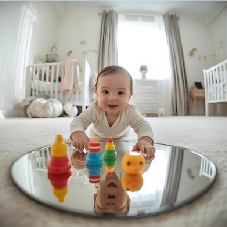 Kids Childcare Safety Acrylic Mirror 40cm Pack of 3 Sensory Round / Square Table Mirror