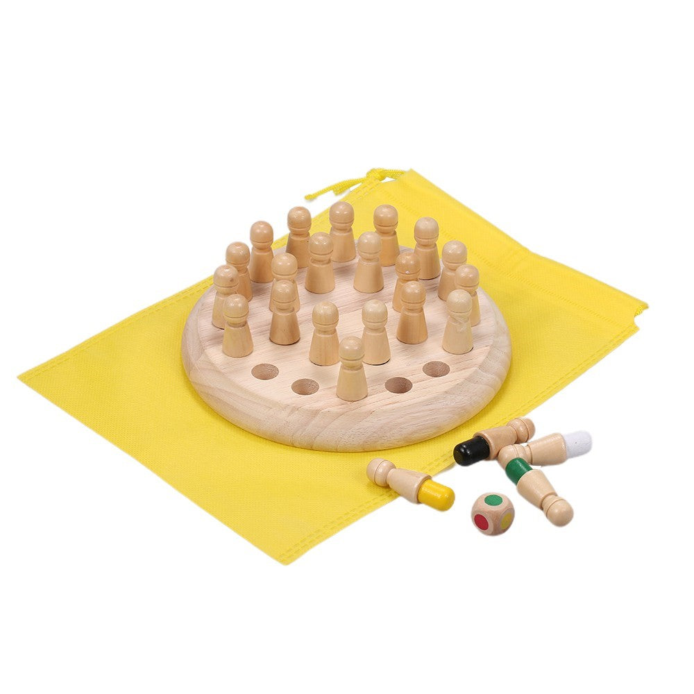Fidtoy Wooden Memory Matching Game for Kids – Color Recognition Board Game with Dice and Wooden Pegs