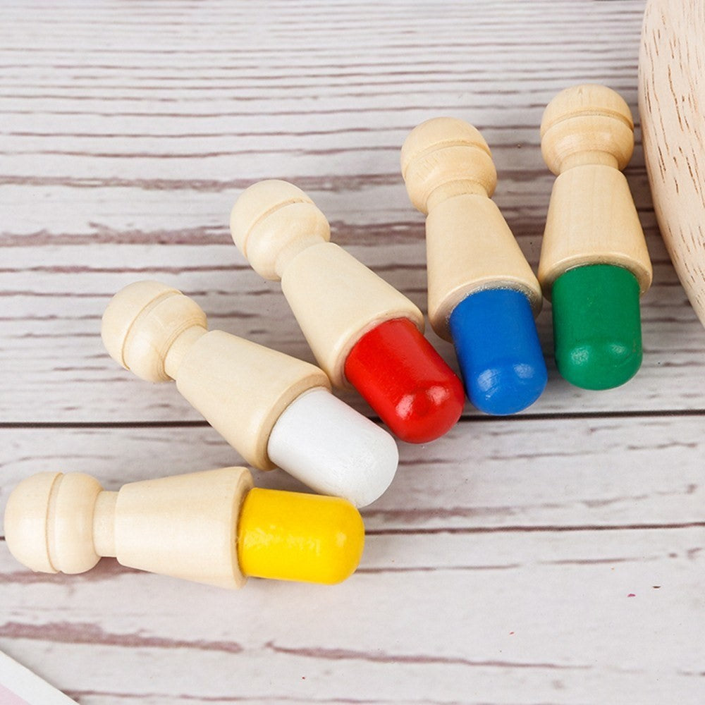 Fidtoy Wooden Memory Matching Game for Kids – Color Recognition Board Game with Dice and Wooden Pegs