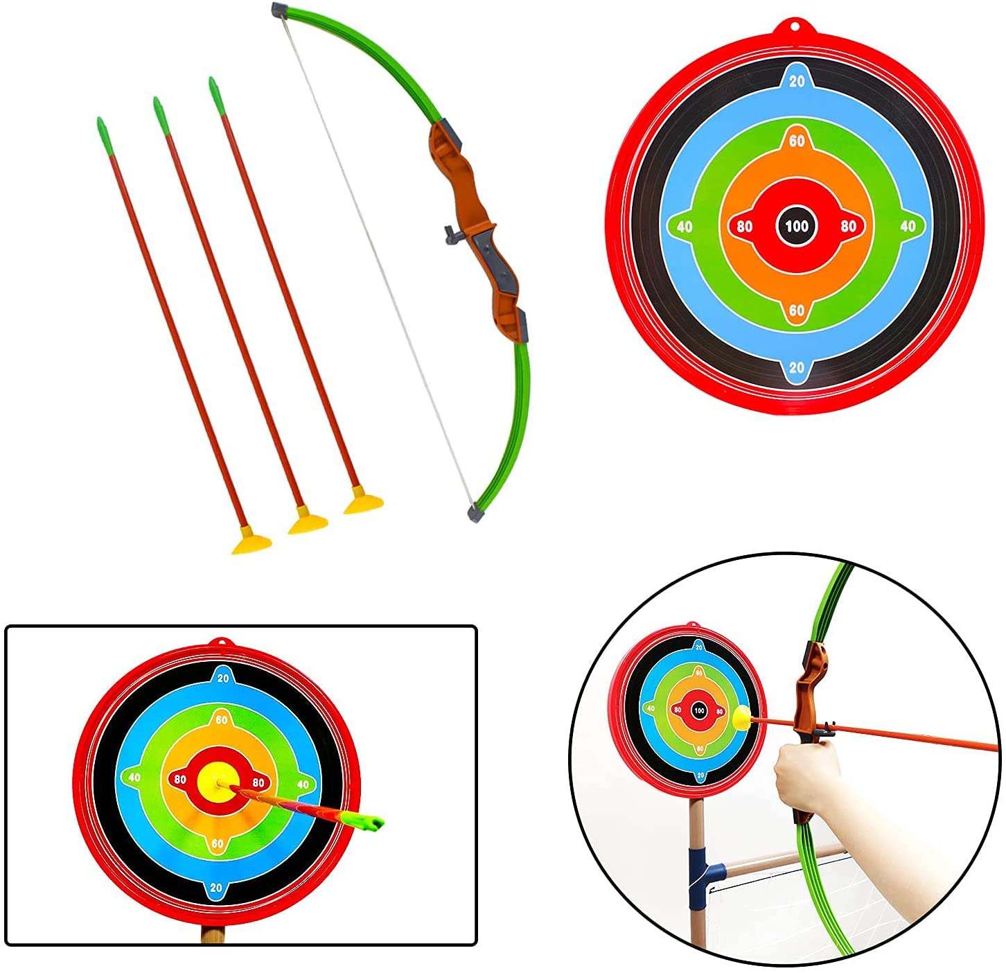 3 IN 1 Outdoor Games Sports Play Set Basketball Football and Archery Set for Kids Indoors Outdoors Great Birthday Christmas Gift