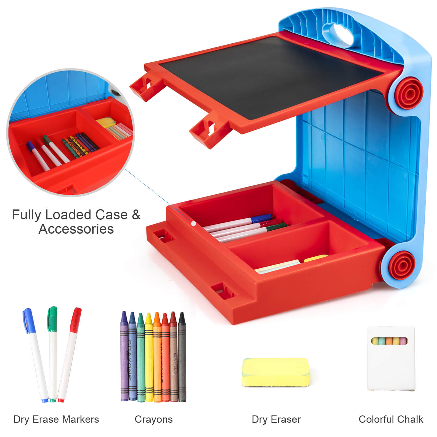 Fidtoy 3-in-1 Kids Easel Tabletop Whiteboard & Blackboard Set